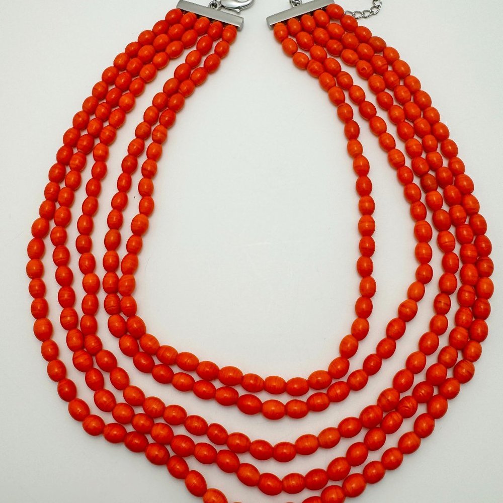 Suzanne Somers Bright Orange 5 strand necklace and matching bracelet